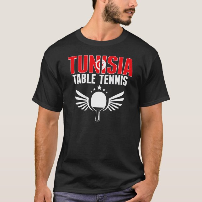 Tunisia Table Tennis  Support Tunisian Ping Pong T T-Shirt (Front)