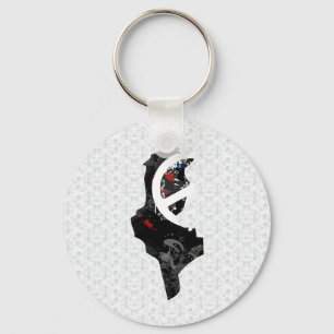 Tunisia Trendy Peace Sign with Tunisian map Key Ring
