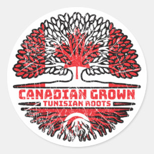 Tunisia Tunisian Canadian Canada Tree Roots Flag Classic Round Sticker