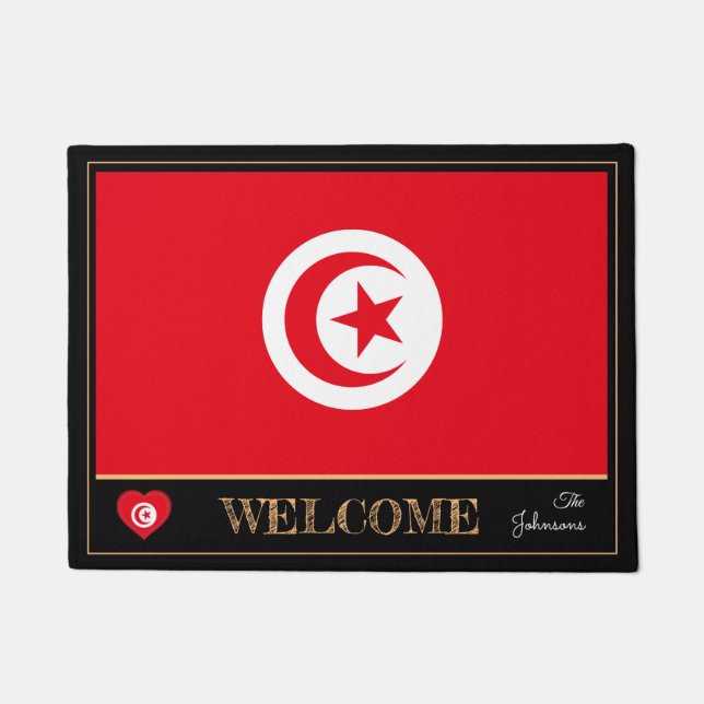 Tunisia & Tunisian Flag house mats /sports Welcome (Front)
