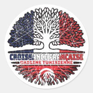 Tunisia Tunisian French France Tree Roots Flag Classic Round Sticker