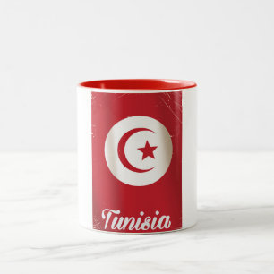 Tunisia vintage travel poster Two-Tone coffee mug