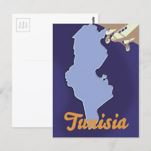 Tunisia vintage travel print postcard