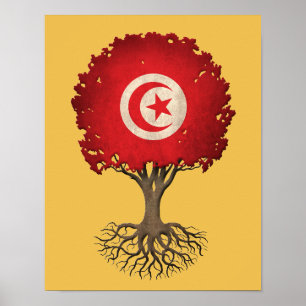 Tunisian Flag Tree of Life Customisable Poster