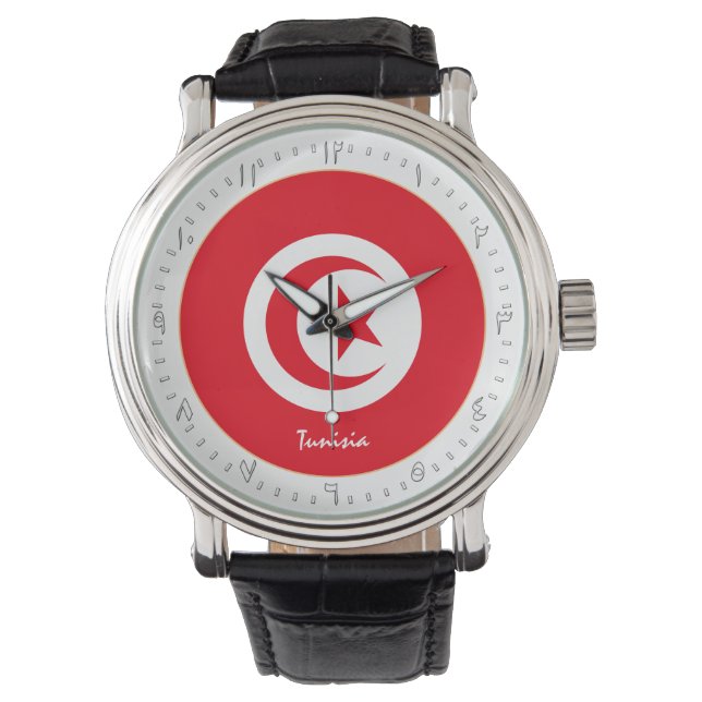 Tunisian Flag & Tunisia fashion, Arabic No /design Watch (Front)