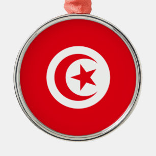 Tunisian Flag (Tunisia) (Islamic Crescent) Metal Tree Decoration