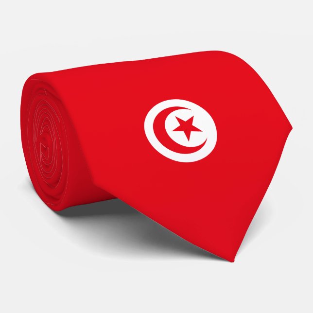 Tunisian Flag (Tunisia) (Islamic Crescent) Tie (Rolled)