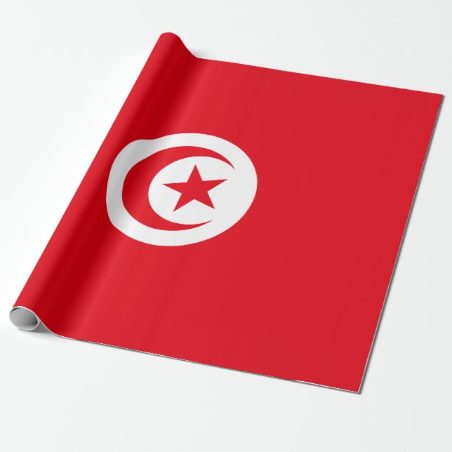 Tunisian Flag (Tunisia) (Islamic Crescent) Wrapping Paper (Unrolled)