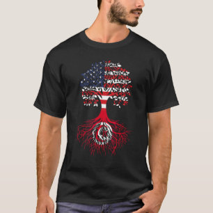 Tunisian Roots American Grown Tree Tunisia Flag Ar T-Shirt