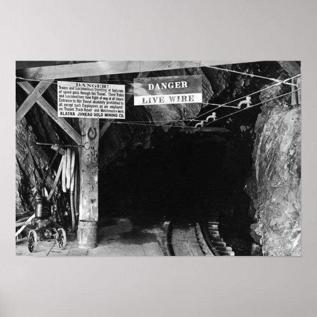 Tunnel at Juneau, Alaska Treadwell Mine Poster (Front)