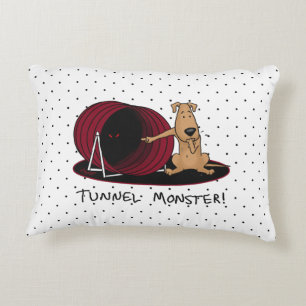 Tunnel Monster - agility scared nervous dog is fun Decorative Cushion