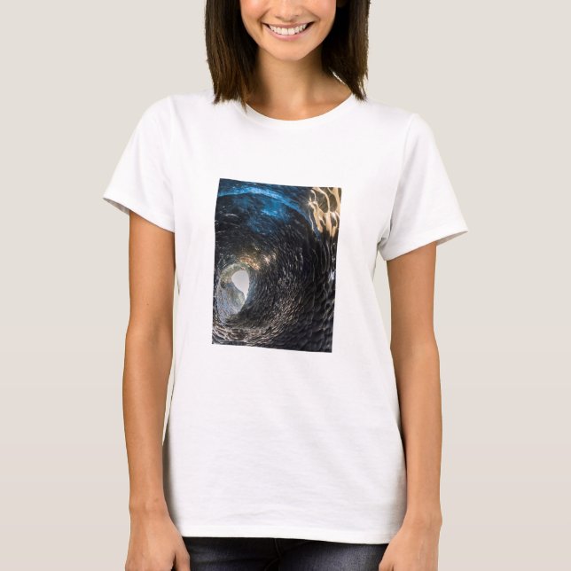 Tunnel thorugh an ice cave, iceland T-Shirt (Front)