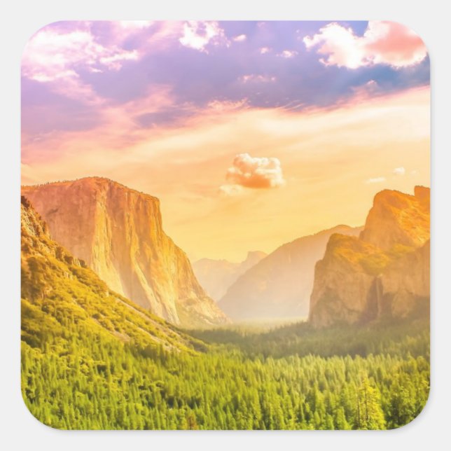 Tunnel View of Yosemite National Park Square Sticker (Front)