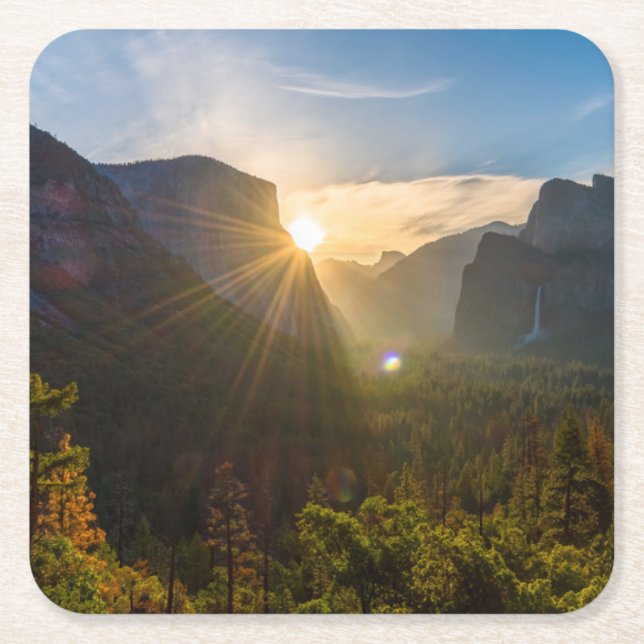 Tunnel View Square Paper Coaster (Front)