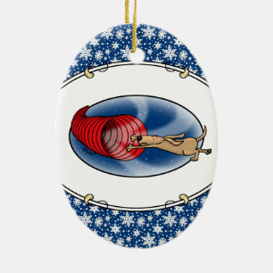 Tunnel Vortex Syndrome - agility fast funny dog Ceramic Tree Decoration