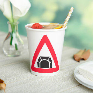 Tunnel Warning Road Sign Traffic Symbol Paper Cups