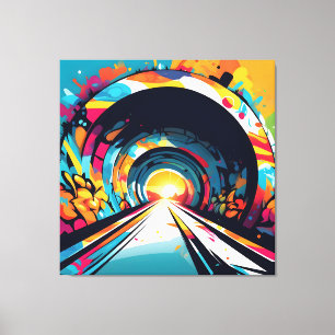 Tunnel With Graffiti Art Canvas Print