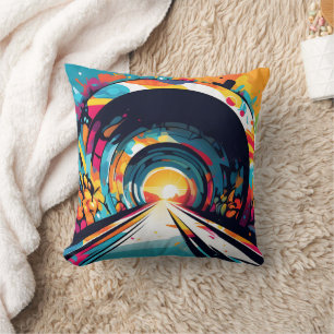 Tunnel With Graffiti Art Cushion