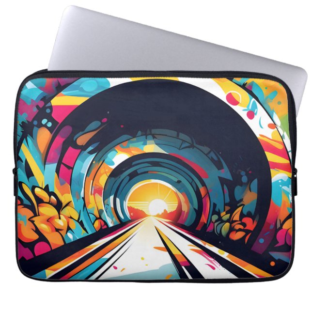Tunnel With Graffiti Art Laptop Sleeve (Front)