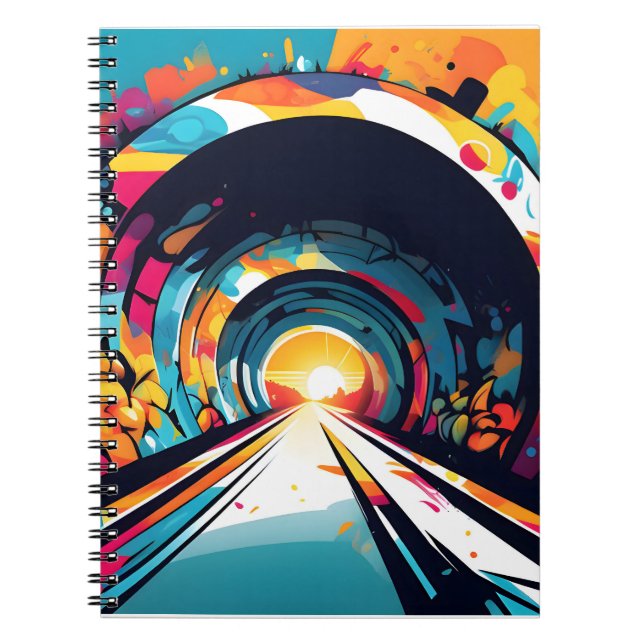 Tunnel With Graffiti Art Notebook (Front)