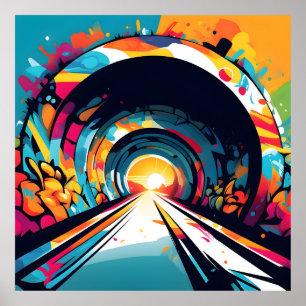 Tunnel With Graffiti Art Poster