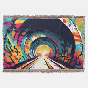 Tunnel With Graffiti Art Throw Blanket
