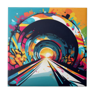 Tunnel With Graffiti Art Tile