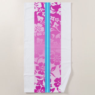 Tunnels Beach Hawaiian Hibiscus Surfboard Pink Towel
