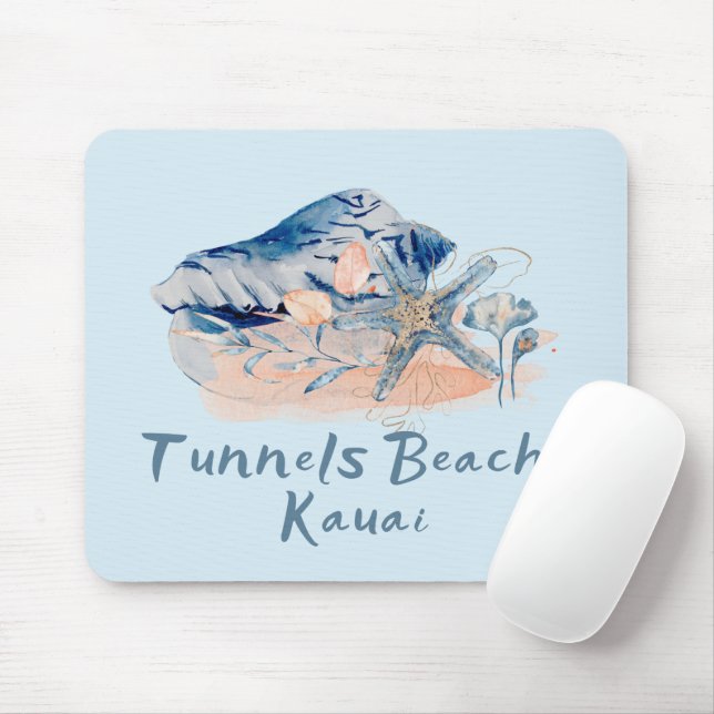 Tunnels Beach Kauai Seashells  Mouse Mat (With Mouse)
