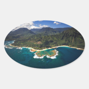 Tunnels Reef on the Hawaiian Island of Kauai Oval Sticker