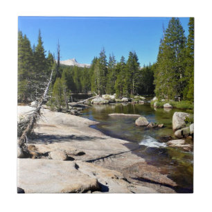 Tuolumne River with Cathedral Peak, Yosemite, CA Tile