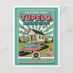 Tupelo, MS Retro Travel Postcard