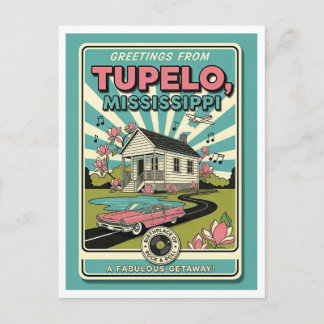 Tupelo, MS Retro Travel Postcard