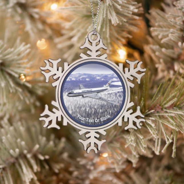 Tupolev (Туполев) Tu-104 Airliner Snowflake Pewter Christmas Ornament (Tree)