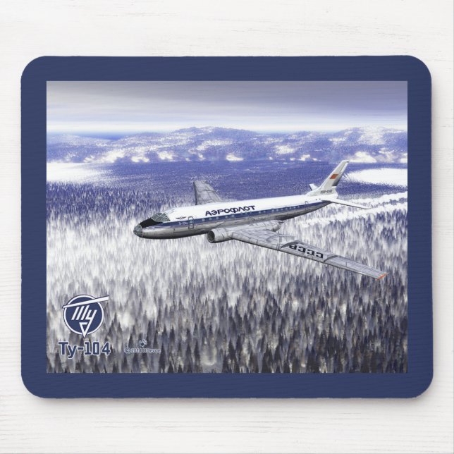 Tupolev (Туполев) Tu-104 Over Siberia Mouse Mat (Front)