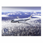 Tupolev (Туполев) Tu-104 Over Siberia Photo Sculpture Magnet<br><div class="desc">A digital painting of an Aeroflot Tupolev (Туполев) Tu-104 passenger jet in flight over a foggy, forested, winter landscape. The Tupolev design bureau logo appears at lower left. The Tu-104 (NATO assigned the reporting word CAMEL to this aircraft) was the second jet airliner to enter service, the British de Havilland...</div>