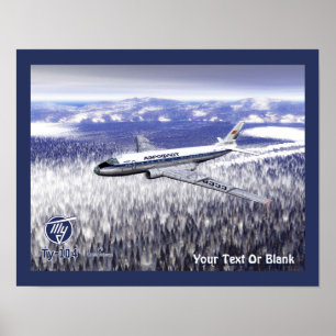 Tupolev (Туполев) Tu-104 Over Siberia Poster