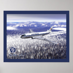 Tupolev (Туполев) Tu-104 Over Siberia Poster