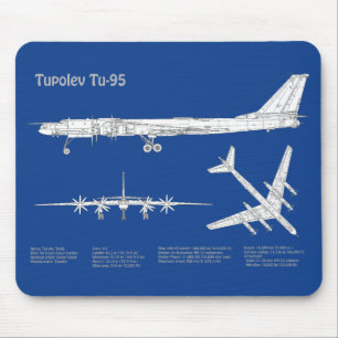 Tupolev Tu-95 - Aeroplane Blueprint Plans ABD Mouse Mat