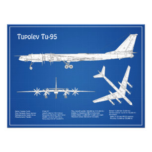 Tupolev Tu-95 - Aeroplane Blueprint Plans ABD Photo Print