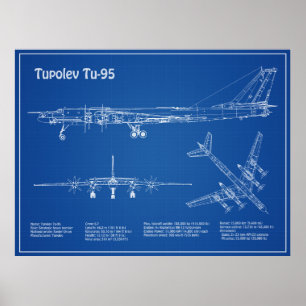 Tupolev Tu-95 - Aeroplane Blueprint Plans AD Poster