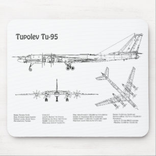 Tupolev Tu-95 - Aeroplane Blueprint Plans BD Mouse Mat