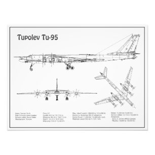 Tupolev Tu-95 - Aeroplane Blueprint Plans BD Photo Print