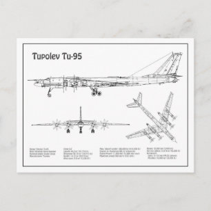 Tupolev Tu-95 - Aeroplane Blueprint Plans BD Postcard
