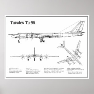Tupolev Tu-95 - Aeroplane Blueprint Plans BD Poster