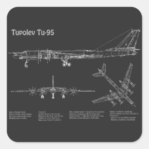 Tupolev Tu-95 - Aeroplane Blueprint Plans PD Square Sticker