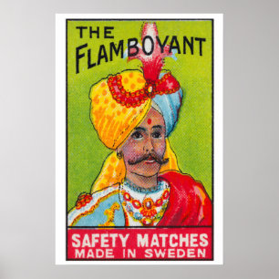Turbaned Man Matchbox Art Print, Swedish Vintage Poster