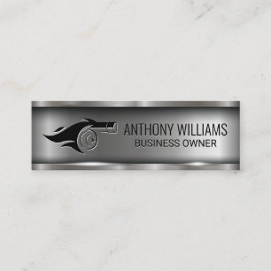 Turbo Fire Metallic Brushed Industrial Mini Business Card