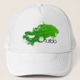 turbo sedan splatter paint -lime trucker hat