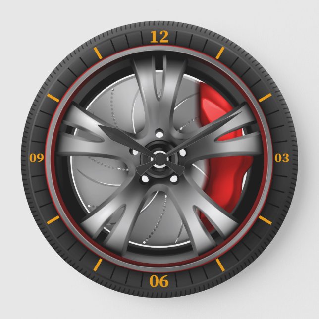 Turbo Spin – Racing Wheel Wall Art Large Clock (Front)